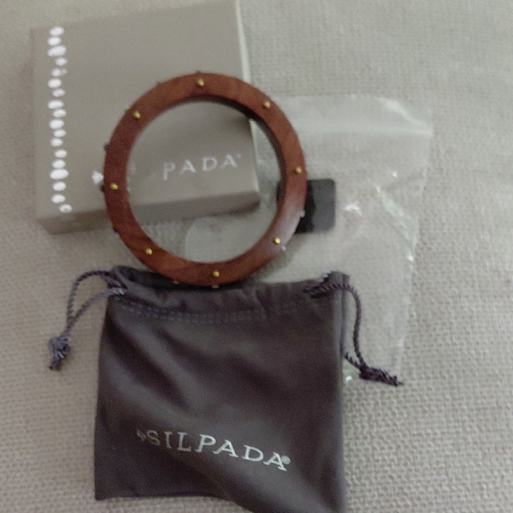 Silpada Brown Bangle with Gold Studs